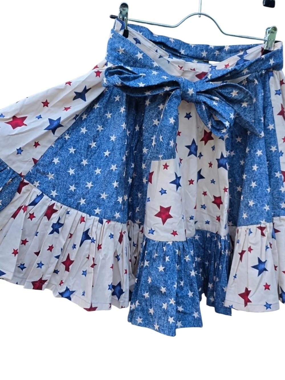 Vintage Americana Stars Ruffle Square Dance Mini Skirt